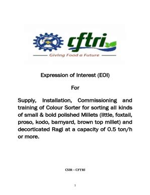 Fillable Online Expression Of Interest Eoi For Supply Installation