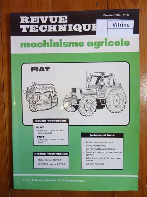 Amazon Fr Revue Technique Machinisme Agricole N Moteurs Fiat