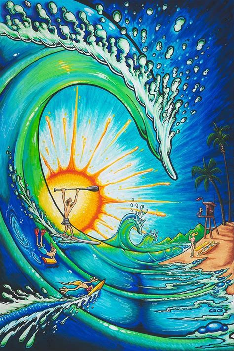 Drew Brophy — Surf Artist Club Of The Waves Surf Art Surfboard Art Painting