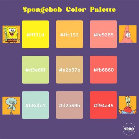 Spongebob Squarepants Color Palette For Procreate