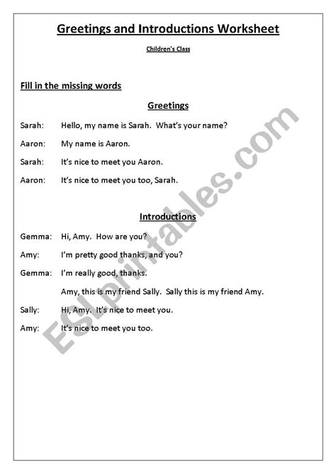 Greetings And Introductions Esl Worksheet By Nukab