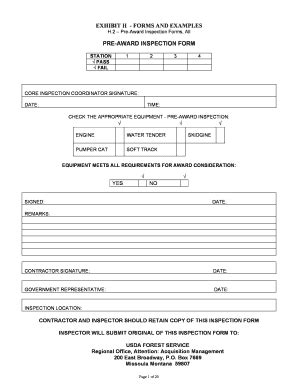 Fillable Online Fs Fed EXHIBIT H FORMS AND EXAMPLES PRE USDA