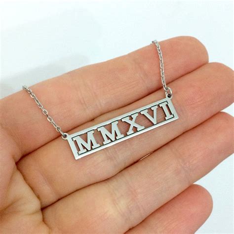 Custom Roman Numeral Necklace in Sterling Silver Metal - Etsy