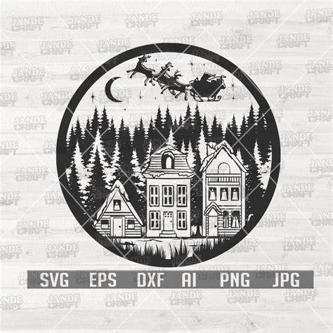 Christmas Village Svg Christmas Svg Christmas Clipart Christmas Cutfile Christmas Scene Svg ...