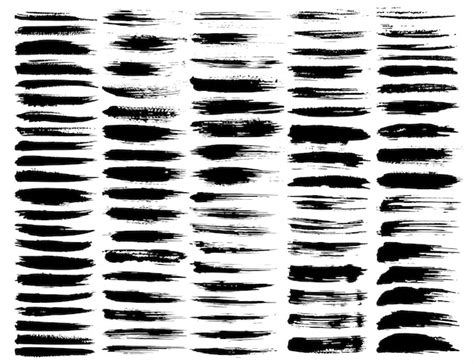 Premium Vector Set Of Brush Strokes Black Ink Grunge Brush Strokes