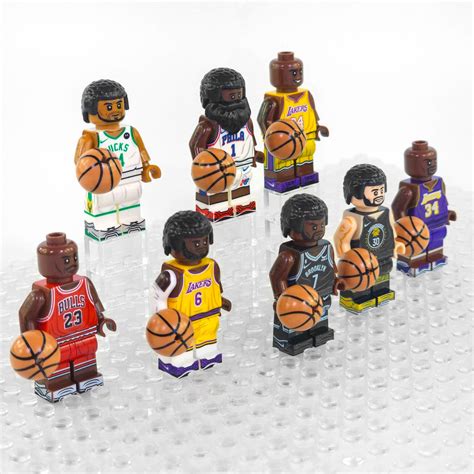 NBA Basketball Minifigures Set of 8pcs with Basketball Accessory - Brikzz