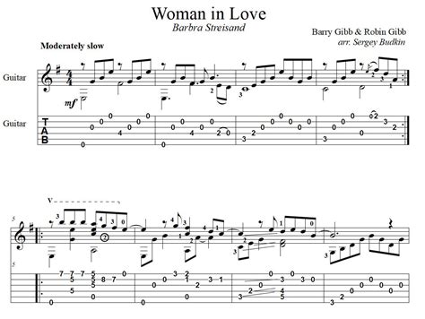 Woman In Love for guitar. Guitar sheet music and tabs.