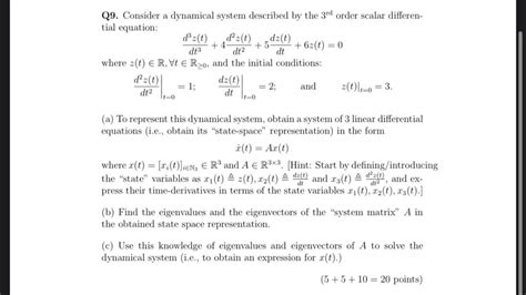 Q Consider A Dynamical System Described By The Chegg