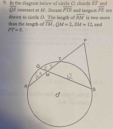 In The Diagram Below Of Circle O Chords Overline Rt And Overline Qs