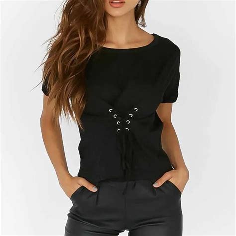 2018 New Arrival Women Tshirt Sexy O Neck Women Tops Black Summer