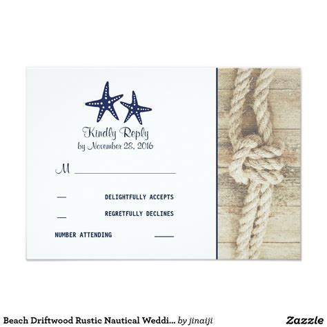 Beach Driftwood Rustic Nautical Wedding Rsvp Cards Zazzle Rustic