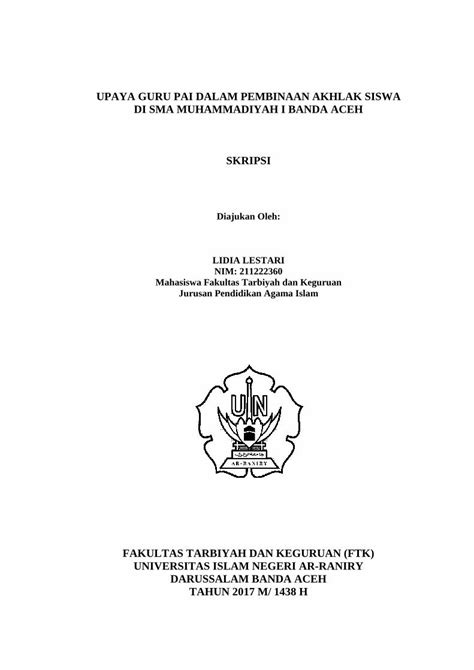 Pdf Upaya Guru Pai Dalam Pembinaan Akhlak Siswa Di Sma