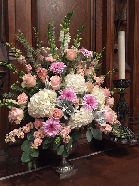 Blush Wedding Altar Flowers with Hydrangeas and Roses