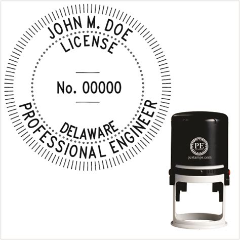 Delaware Professional Engineer Stamp Pe Stamp