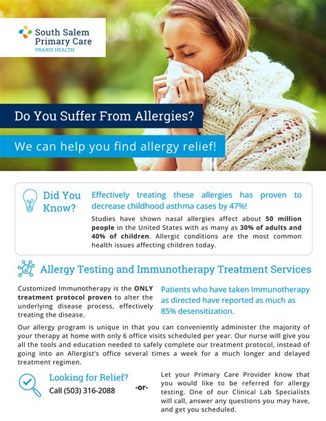 We Offer Allergy Testing And Immunotherapy Treatment Services South