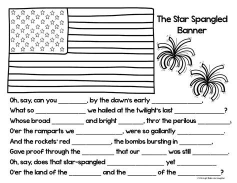 Star Spangled Banner Worksheets