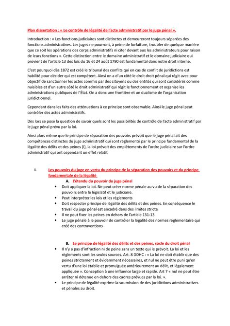 Plan Dissertation Le Contr Le De L Galit De Lacte Administratif Par