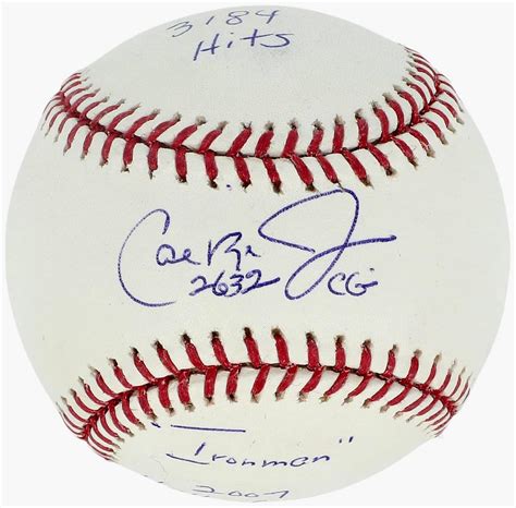 Cal Ripken Jr Signed Oml Baseball With Career Stat Inscriptions