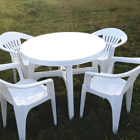 Waterproof Plastic Patio Dining Table With Umbrella Hole For Modern Style Lovers Without