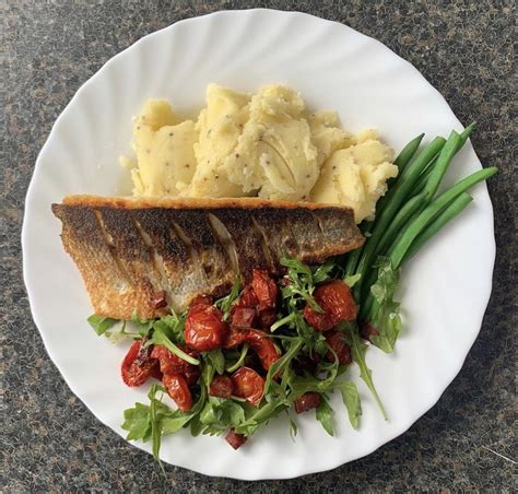 Pan Fried Sea Bass With A Mustard Mash Foodporn