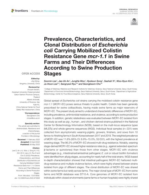 Pdf Prevalence Characteristics And Clonal Distribution Of