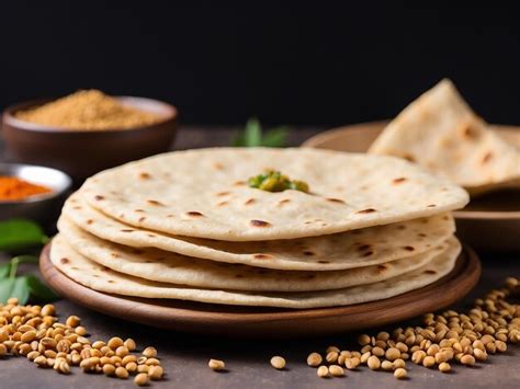 Premium Photo Homemade Indian Flatbread Chapati On A Gray Background