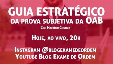 Hoje 20h o Guia Estratégico de Resolução da prova subjetiva da OAB