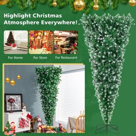 7 5FT Pre Lit Snowy Inverted Christmas Tree Artificial Tree W 400 LED