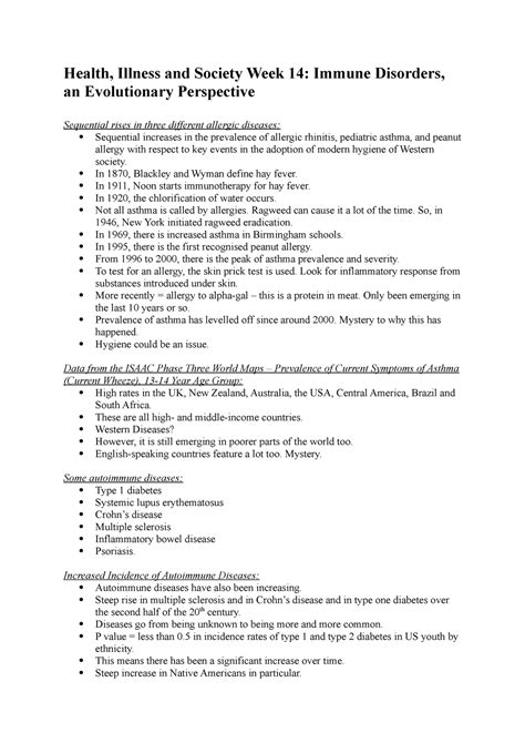 Immune Disorders, an Evolutionary Perspective - Health, Illness and