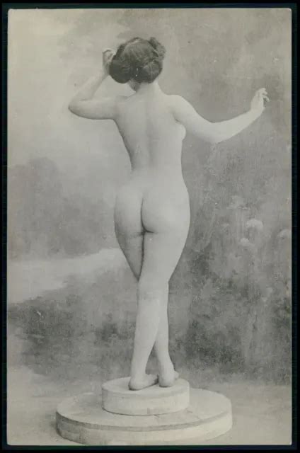 French Photogravure Nude Woman Big Butt Podium Original Old S