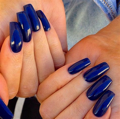 Galeri Padaherang Blue Nails Acrylic Long Unghie Coffin Fanned Pinsta