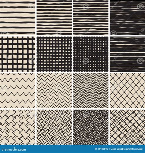 Basic Doodle Seamless Pattern Set No.2 in Black and White Stock Vector ...