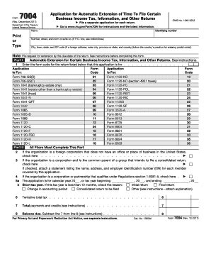 Online IRS Form 7004 2017 - Fillable and Editable PDF Template