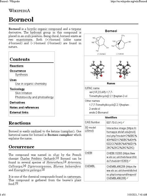 Borneol - Wikipedia | PDF | Chemistry | Physical Sciences