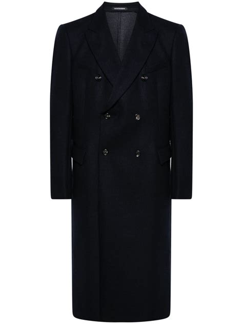 Emporio Armani Double Breasted Coat Black FARFETCH