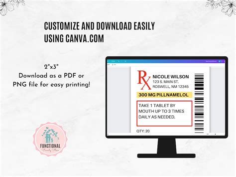 Prescription Label Template Editable Rx Bottle Label Template Party