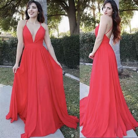 Red Prom Dresses Slit Side Spaghetti Straps · Dressydances · Online