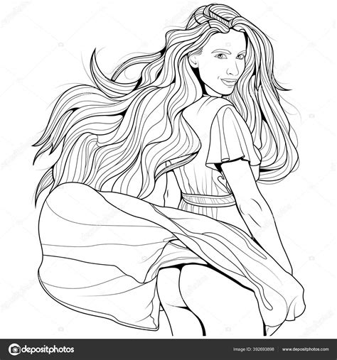 Nude Sexy Girl Coloring Book Vector Illustration Adults Printing Mobile