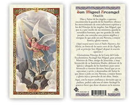 San Miguel Arcangel Oracion Laminated Prayer Cards Pack Of 25 Spanish