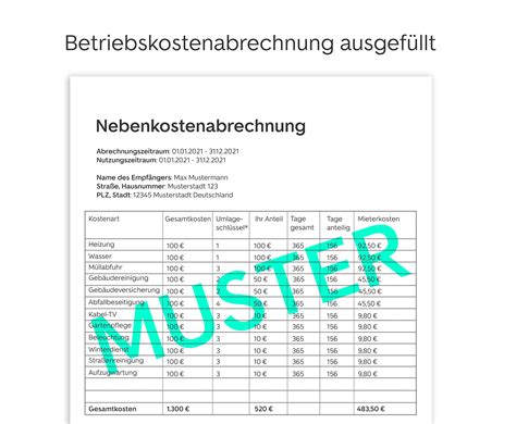 Betriebskostenabrechnung Infos Tipps Muster