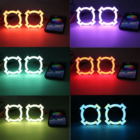 X Type Rgb Led Halo Light Rings Bluetooth App Angel Eyes Drl For Headlight Lens Ebay