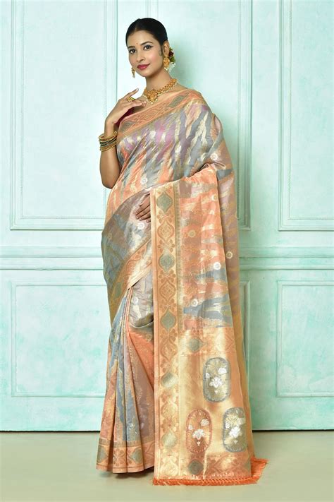 Buy Nazaakat By Samara Singh Multi Color Pure Rainbow Organza Silk