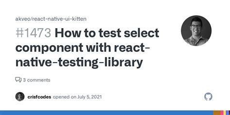 How To Test Select Component With React Native Testing Library · Issue