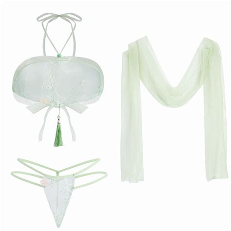 情趣汉服套装Fun lingerie sexy ancient style Hanfu suspender embroidered soft gauze perspective