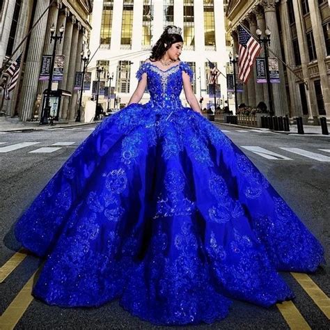 Royal Blue Quinceanera Dresses Beaded Ball Gown Sweet 15 16 Prom Party