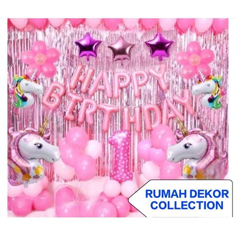 Jual PAKET DEKOR TEMA UNICORN SET DEKORASI ULANG TAHUN TEMA UNICORN