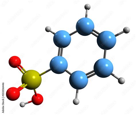 3D image of Benzenesulfonic acid skeletal formula - molecular chemical ...