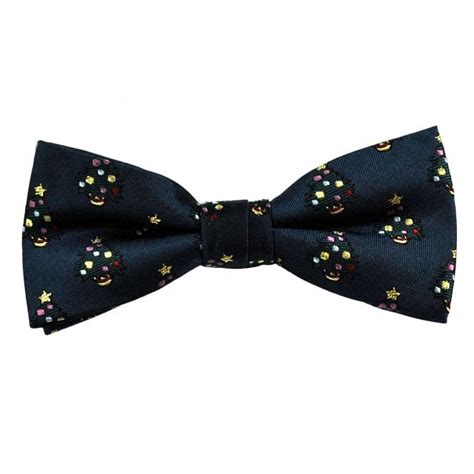 Christmas Tree Navy Blue Silk Bow Tie From Ties Planet Uk