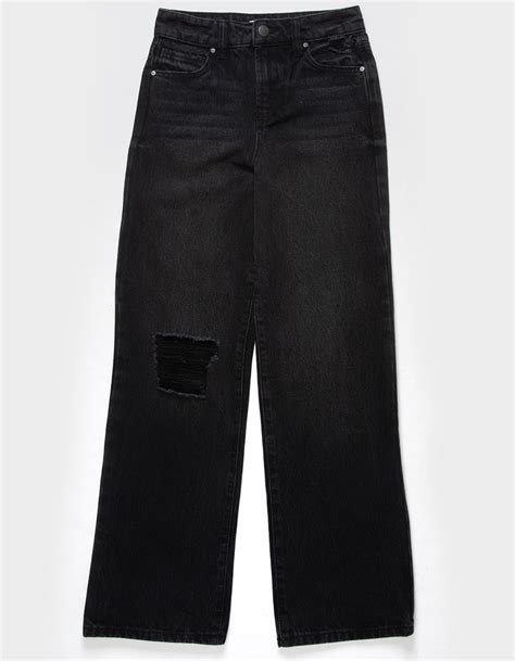 RSQ Girls High Rise Wide Leg Jeans WASHED BLACK Tillys