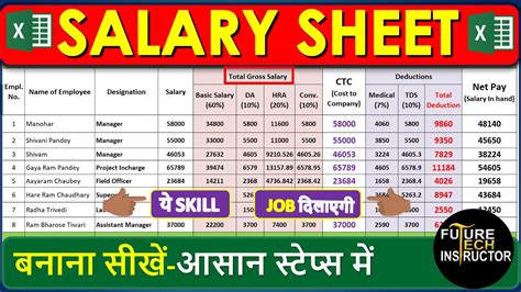 Excel Me Salary Sheet Kaise Banaye How To Create Salary Sheet In Ms